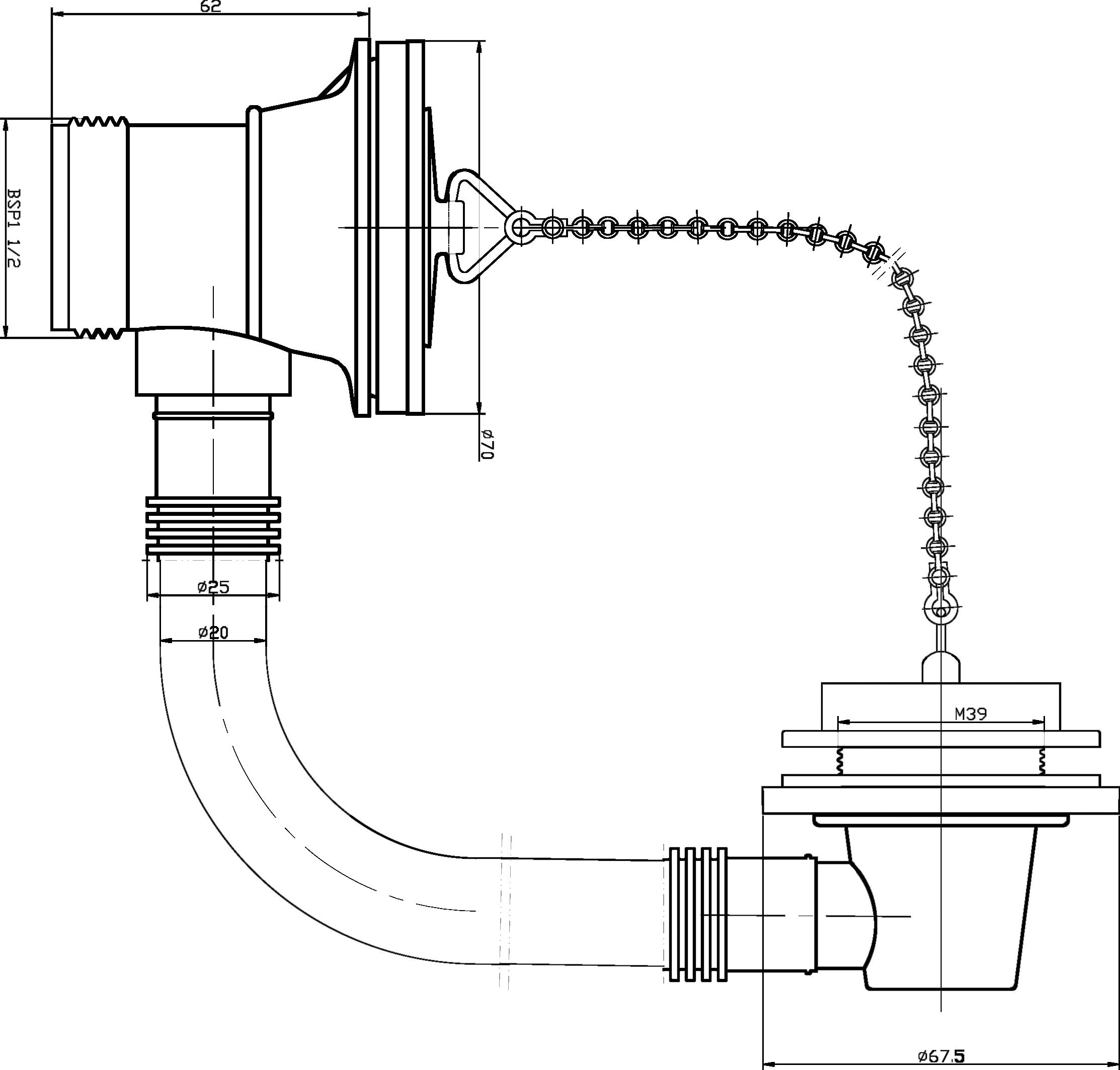 High-quality bathroom sink drain assembly diagram with detailed measurements, ideal for plumbing installation and repair projects.