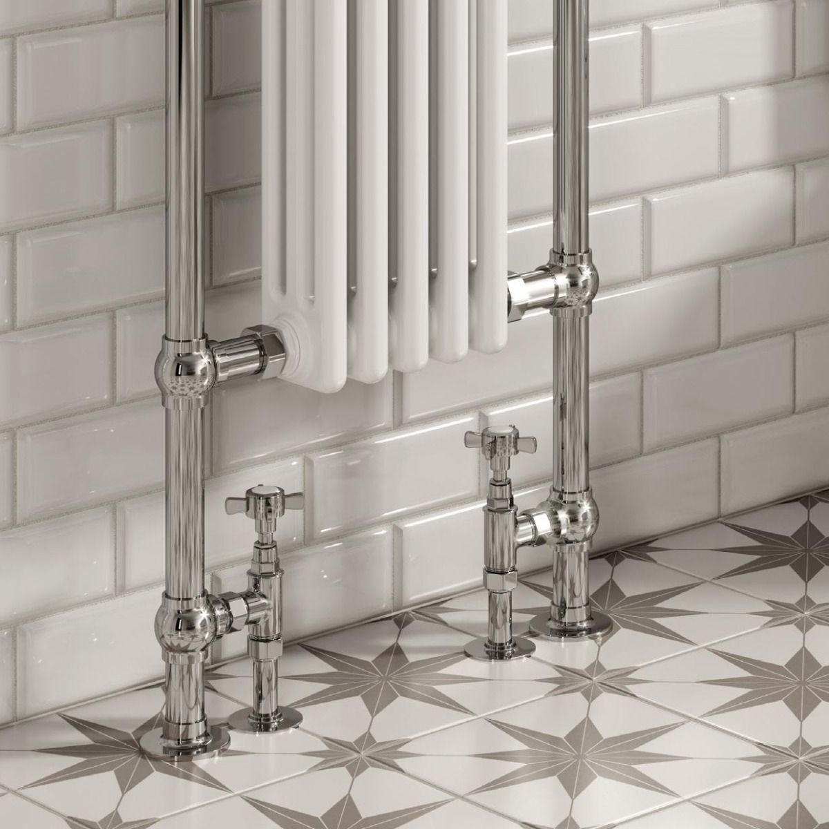 Reina Oxford Chrome/White Traditional Heated Towel Rail