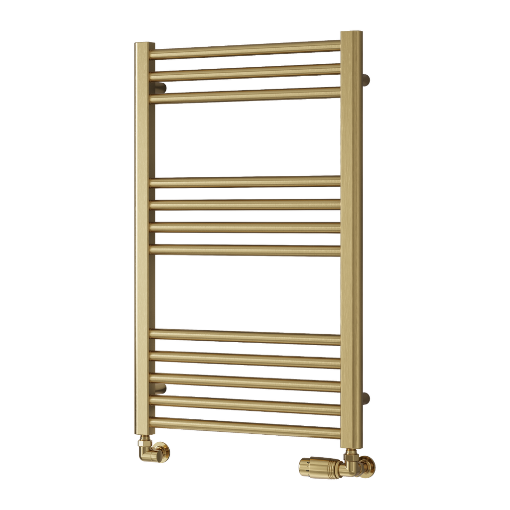 Reina Ottone Brushed Brass Heated Towel Rail 800mm X 500mm