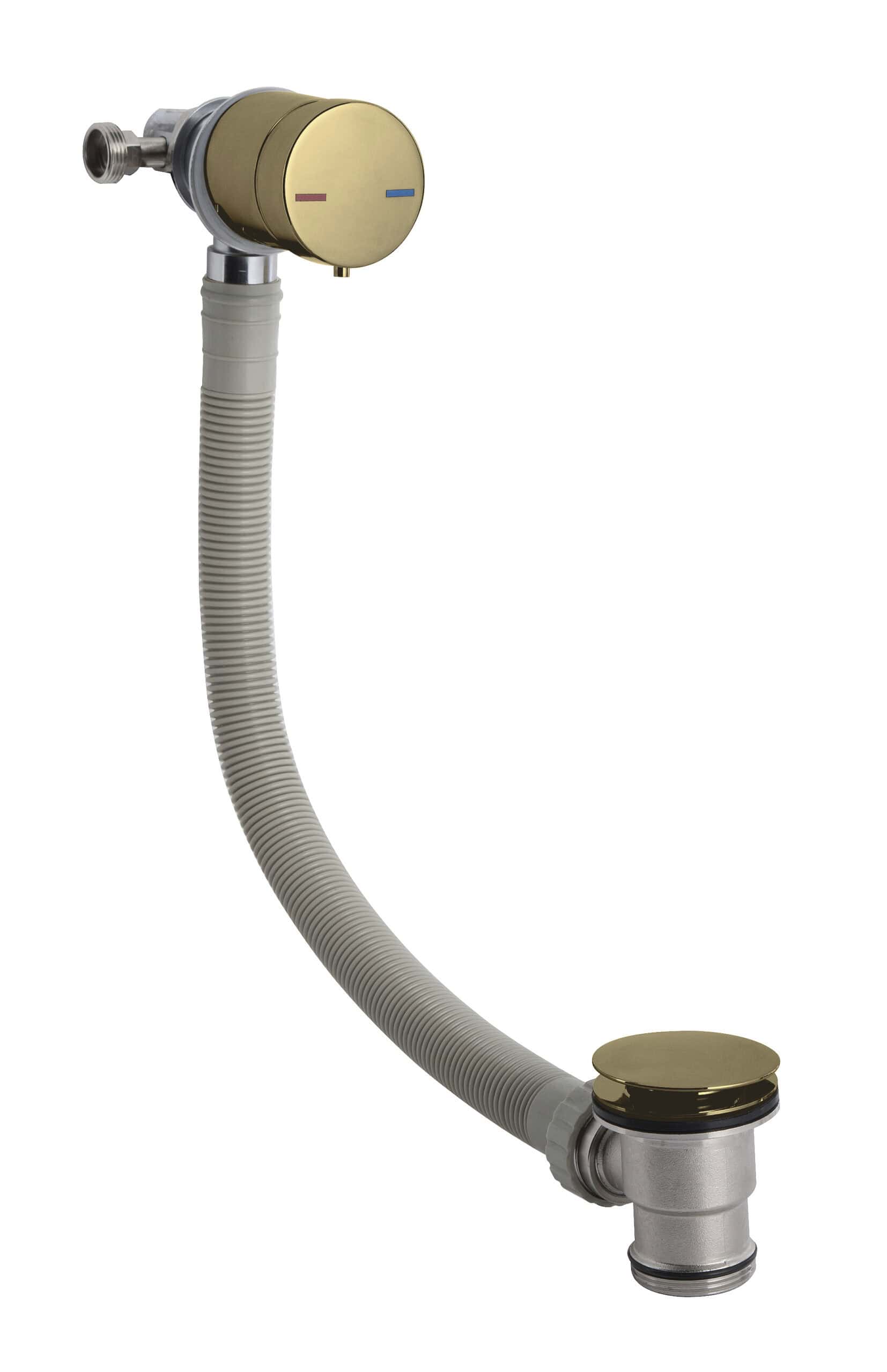 Flexible bathroom sink waste trap with brass and plastic components, ideal for modern bathroom installations. Durable and easy to fit, suitable for creating a reliable drainage system in luxury bathroom designs.