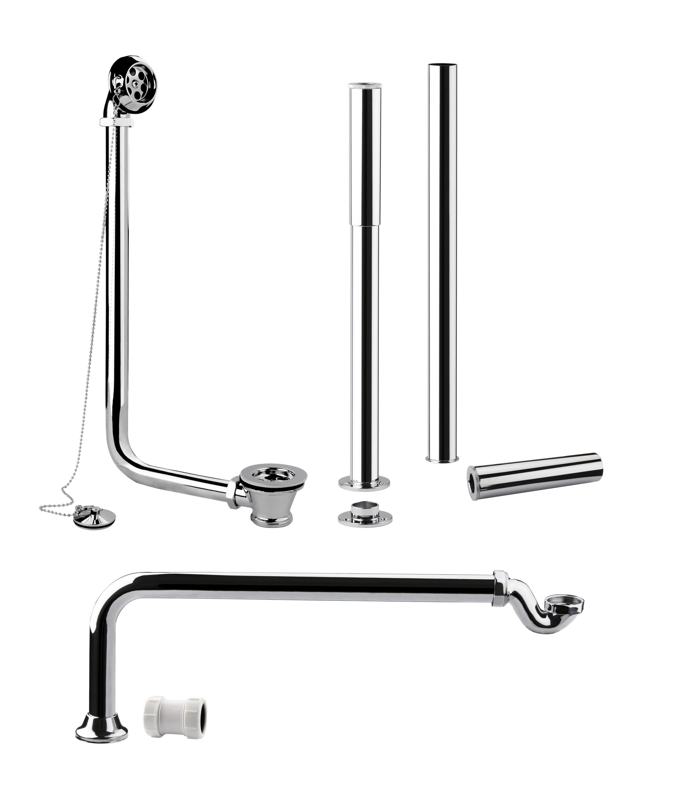 Flexible chrome bathroom tap with accessories for tap installation and repair, ideal for modern bathroom sink or basin setups.