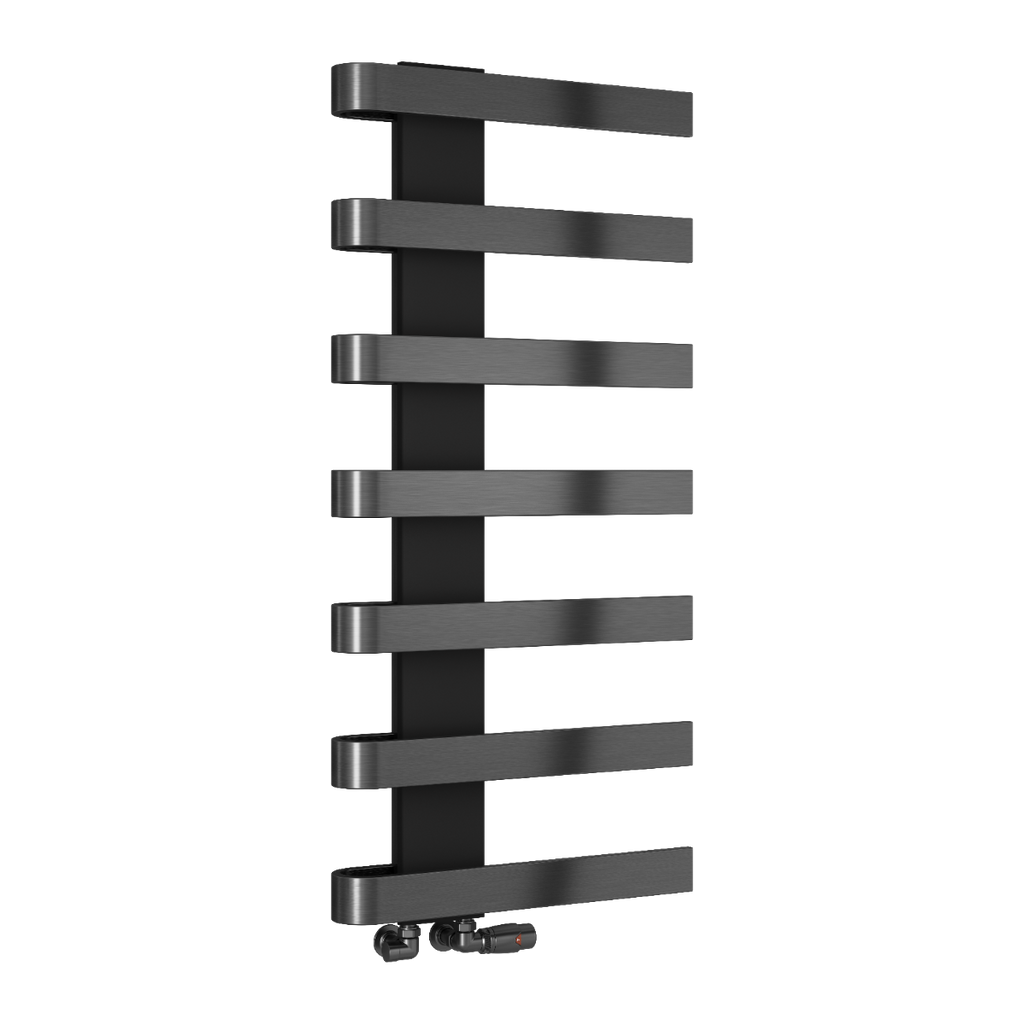 Reina Panaro Brushed Gun Metal Heated Towel Rail 500mm X 500mm