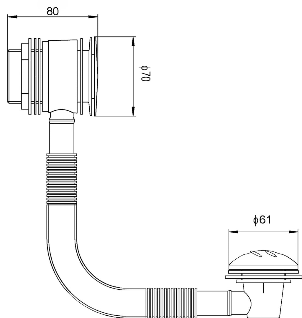 Stainless steel bathroom waste pipe with flexible connector, suitable for modern bathroom plumbing installations.