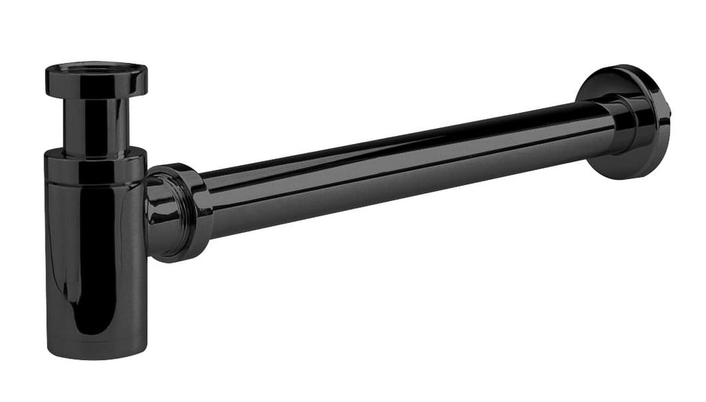 Black bathroom waste pipe with trap for modern bathroom sink drainage, durable and easy to install. Ideal for optimise plumbing and ensure leak-free operation. Perfect for stylish bathroom upgrades.
