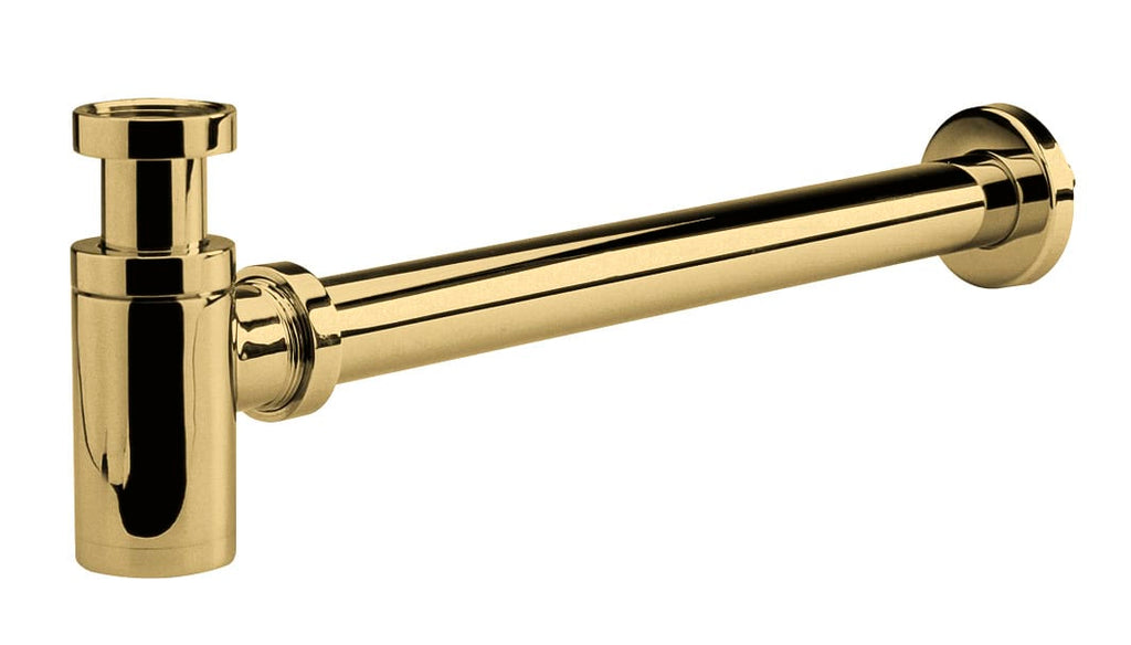 Polished gold bathroom pipe, modern plumbing component for elegant bathroom decor.