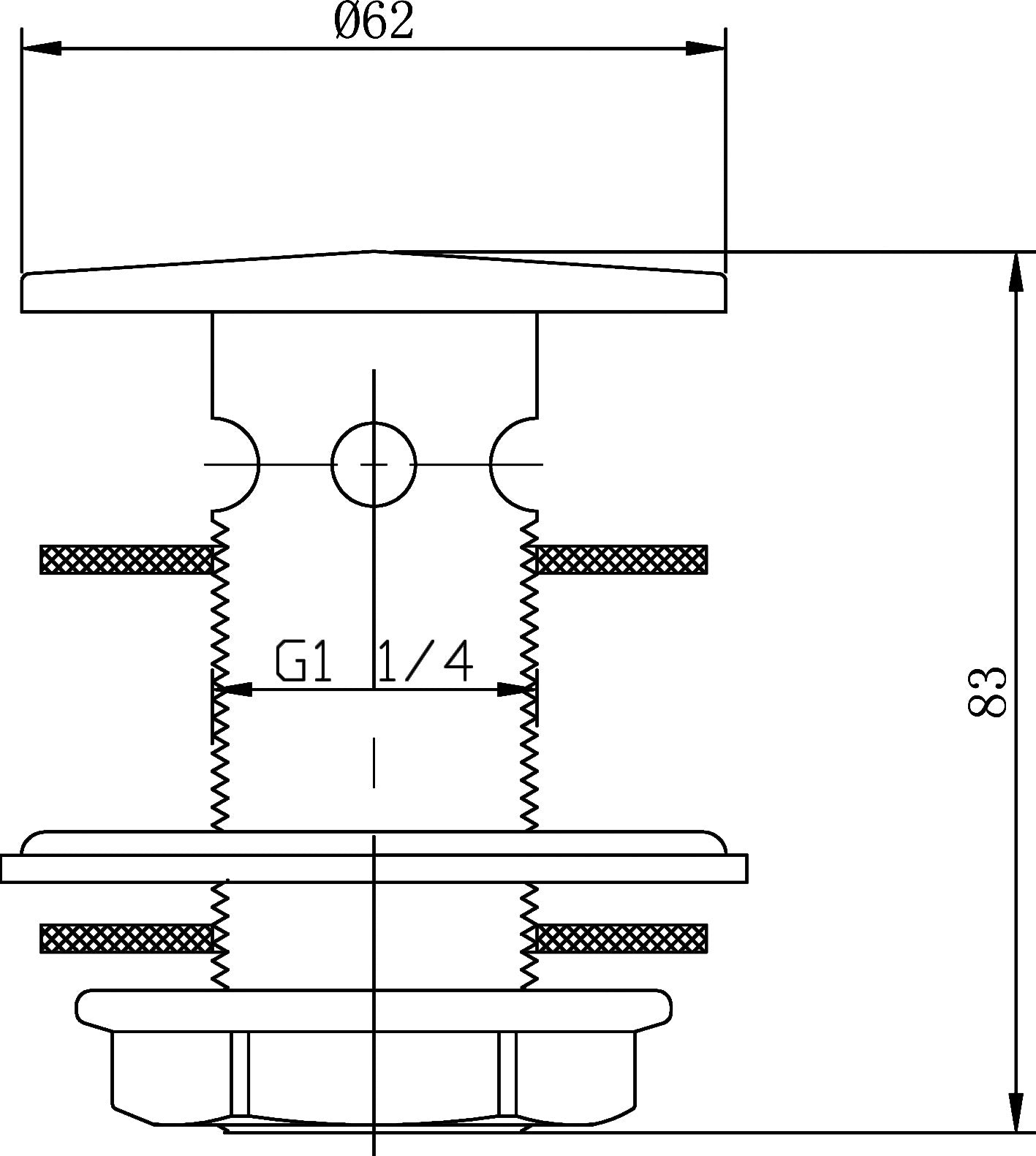 Precision bathroom fixture technical drawing with dimensions illustrating a plumbing component.