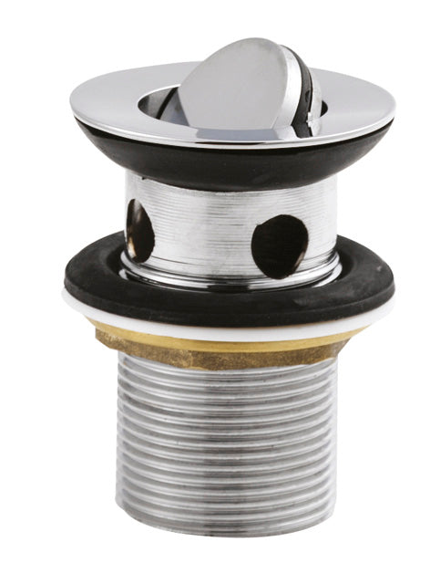 Chrome bathroom drain assembly with rubber gasket and metal components for high-quality plumbing fixtures.