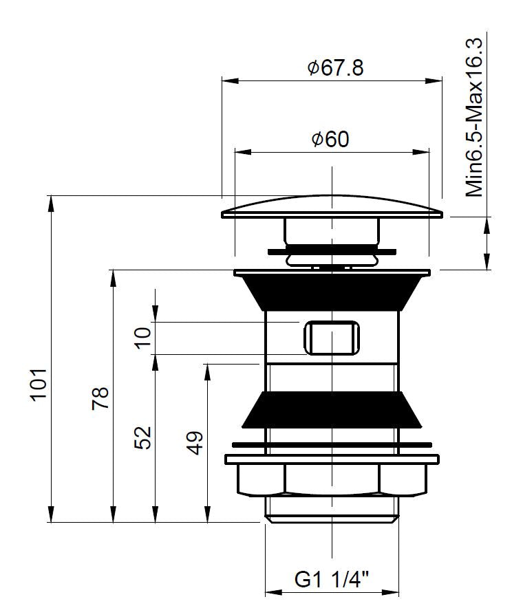 High-quality bathroom drain assembly technical drawing for Bubly Bathrooms, showcasing precise measurements and installation details for reliable bathroom plumbing.
