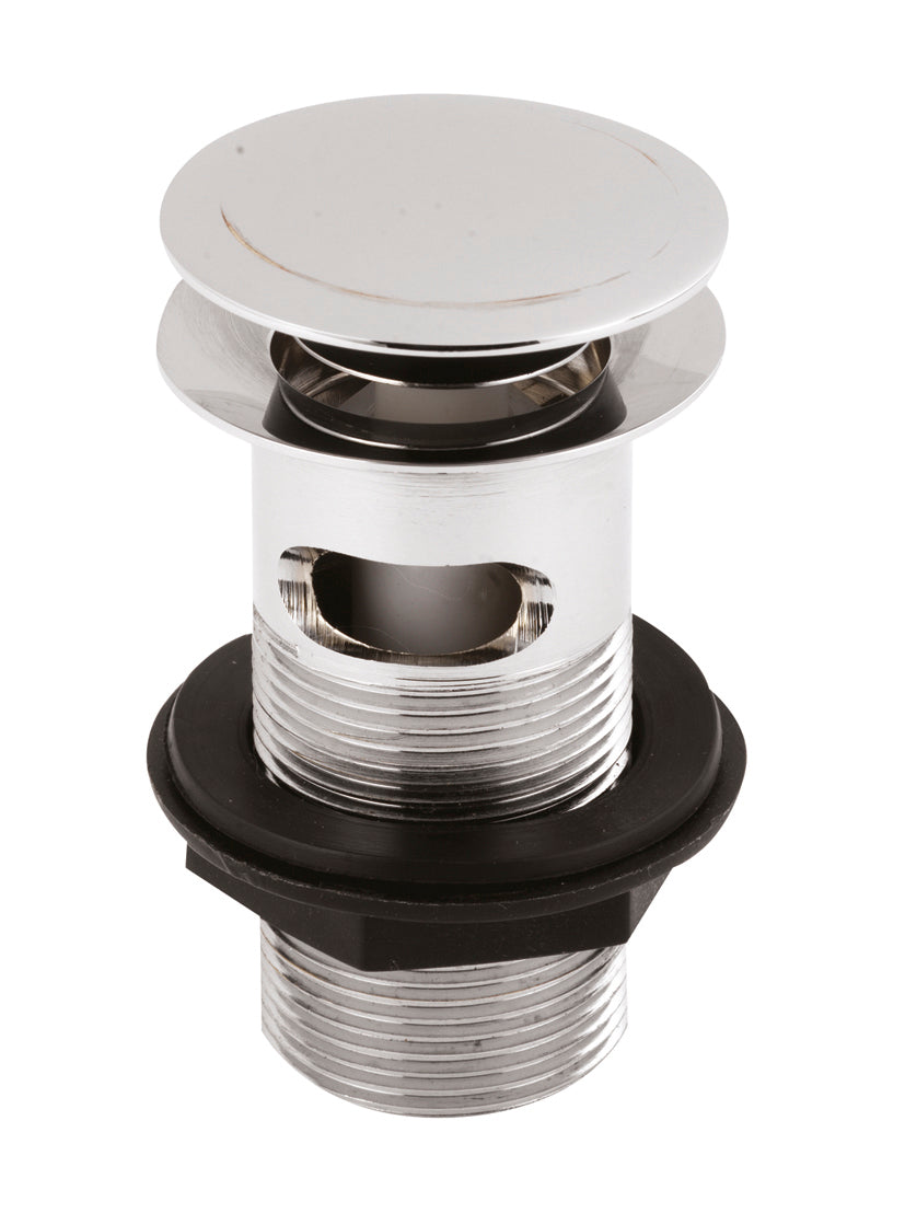 Drainage outlet with chrome finish for luxury Bubly Bathrooms, designed for modern bathroom setups. High-quality fittings ensure a secure seal and streamlined look. Ideal for efficient water flow and stylish drainage solutions.
