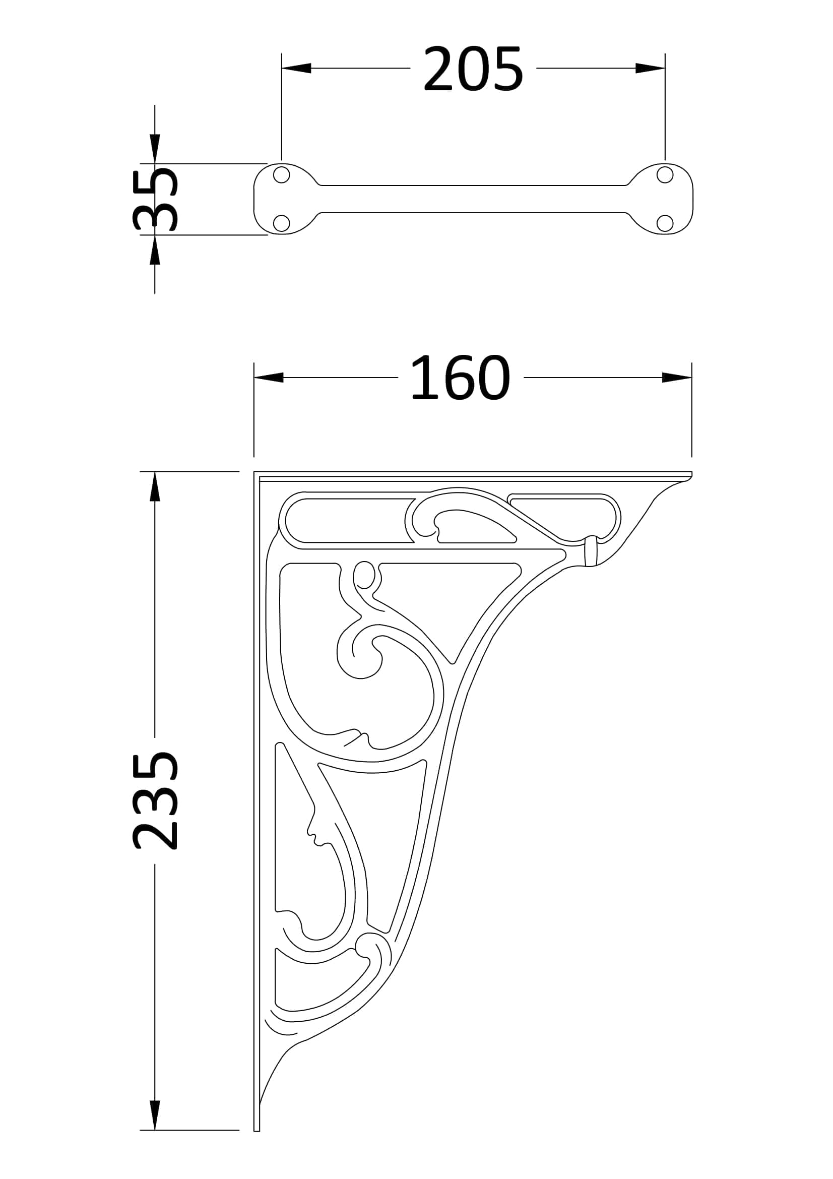 Elegant Victorian-style decorative brackets for bathroom shelving, crafted from durable materials, adding vintage charm and robust support to your bathroom decor.