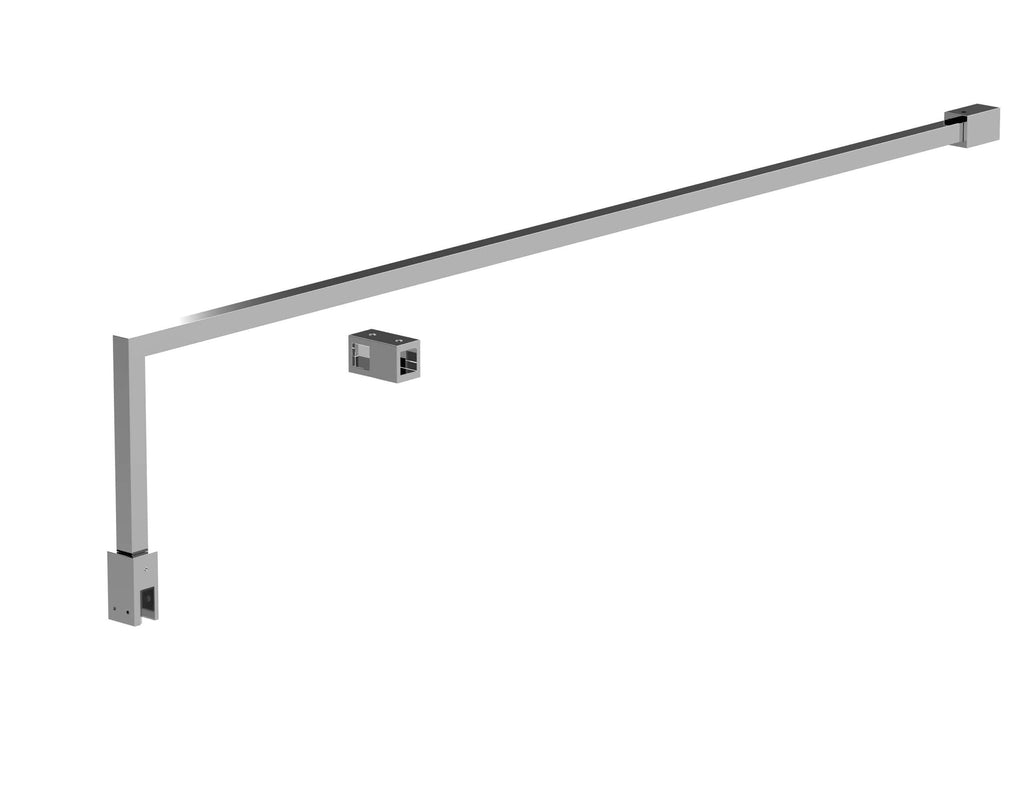 Aluminium bathroom grab bar with mounting brackets and wall fixing hardware.