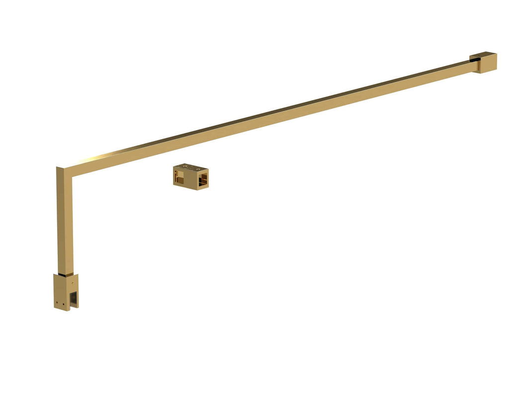 Robust brass bathroom grab bar with mounting brackets for safe and secure support in showers or baths. Ideal for elderly or disabled bathroom safety enhancements.