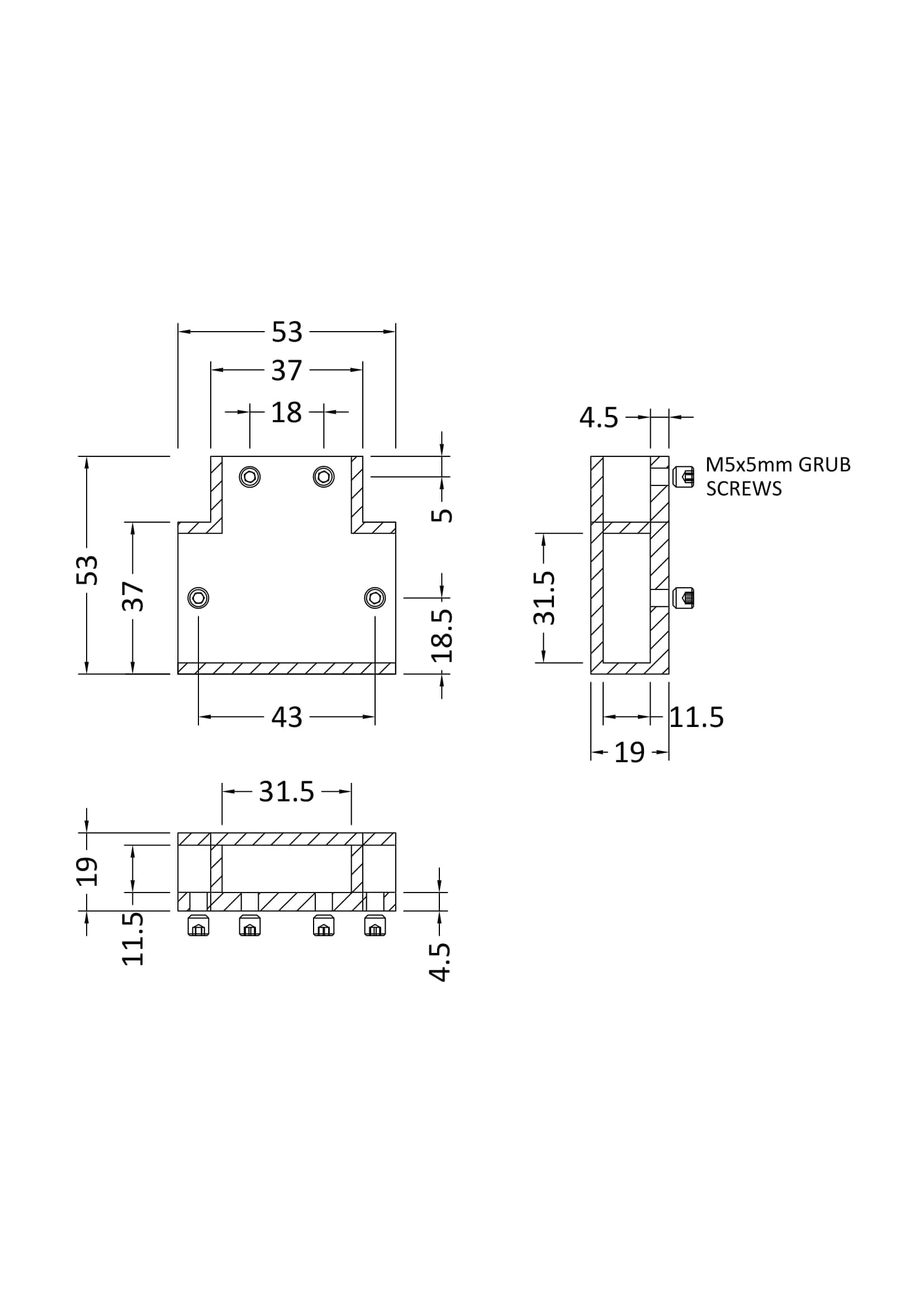 Precision technical drawing of a bathroom fixture installation component for Bubly Bathrooms, showing detailed measurements and screw placements for optimal bathroom fixture fitting.