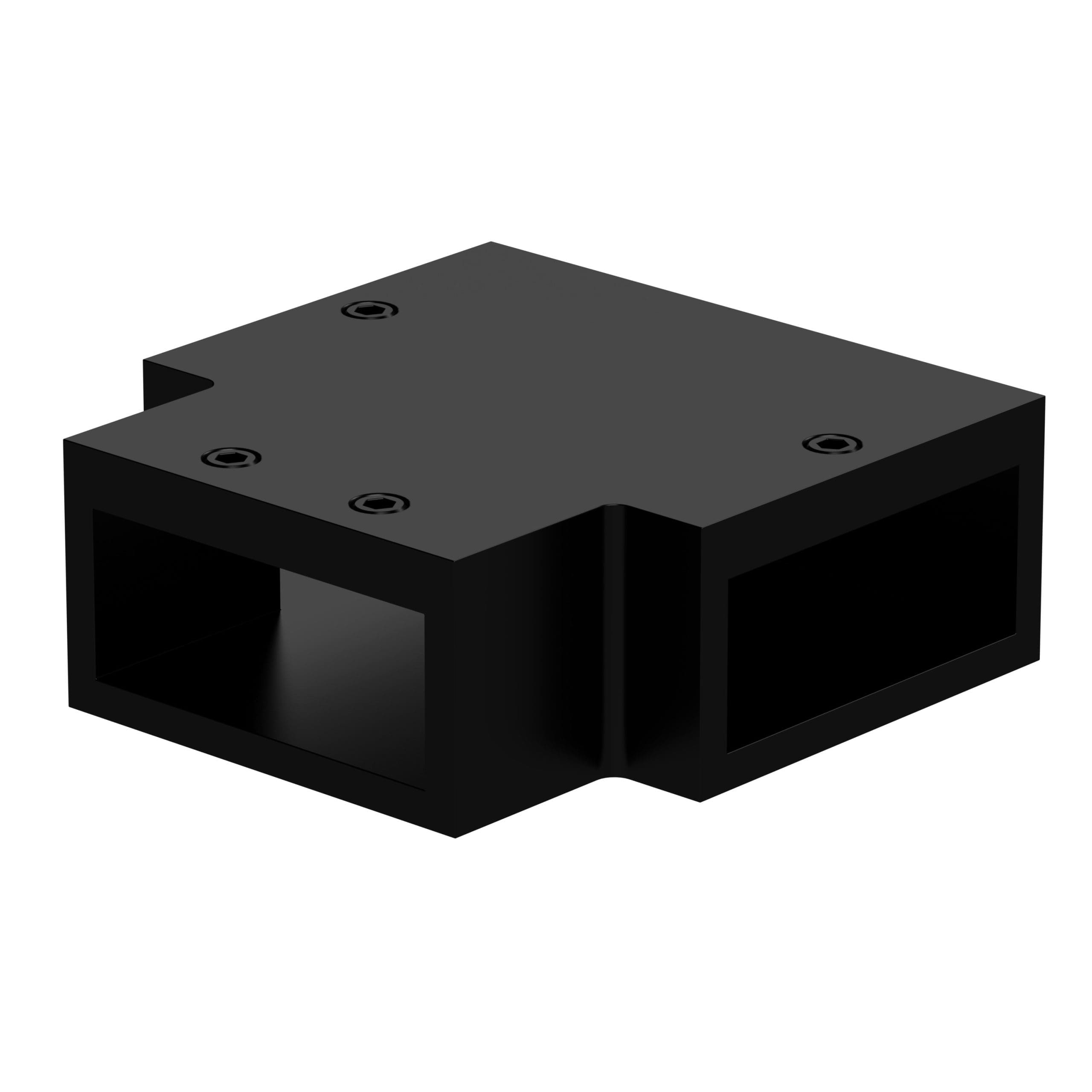 Black bathroom recessed shelf bracket with mounting screws for bathroom storage and organisation. Durable and sleek design, ideal for modern bathroom fixtures and accessories.