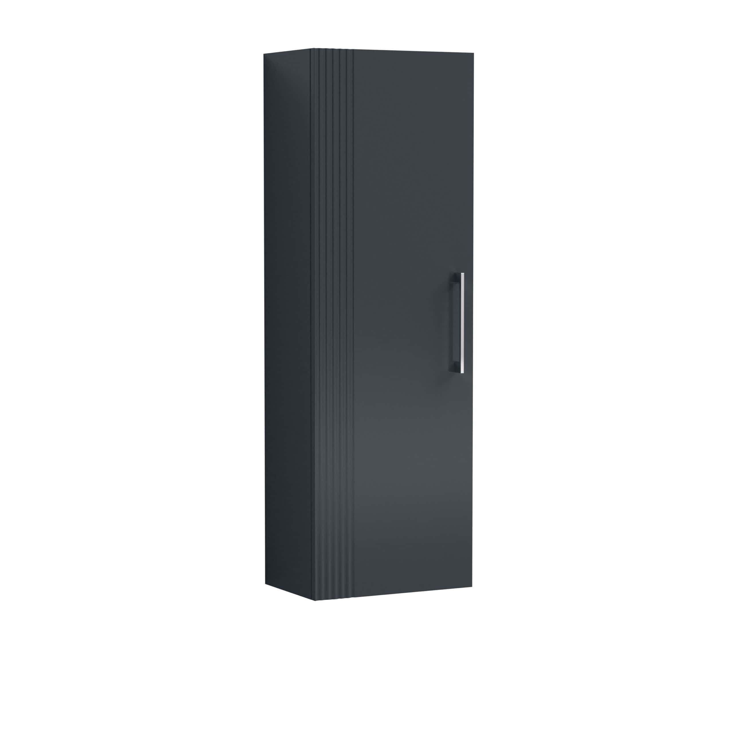 Stylish dark grey storage cabinet from Bubly Bathrooms, ideal for modern bathroom organisation with sleek vertical design and durable finish.