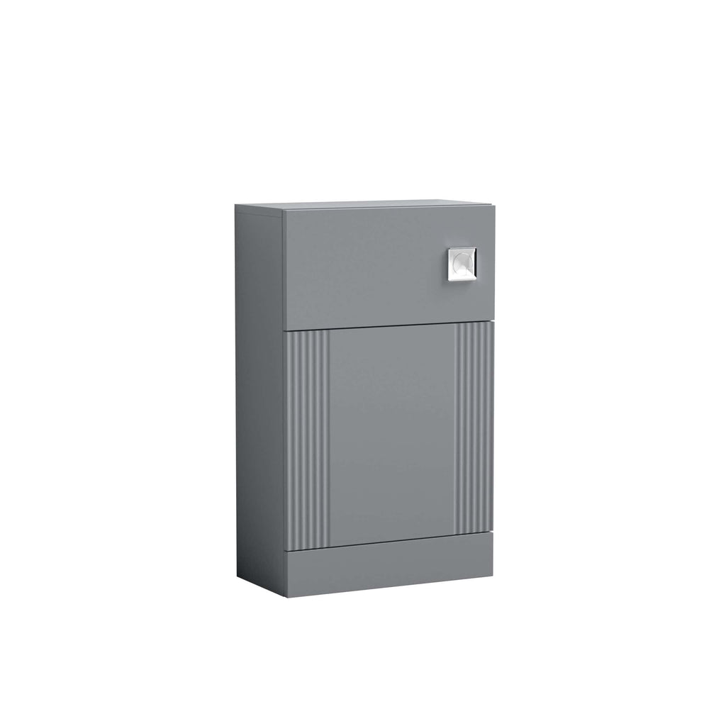 Slimline grey bathroom cabinet with a sleek design and a small lockable storage compartment, ideal for modern bathrooms and organisation.