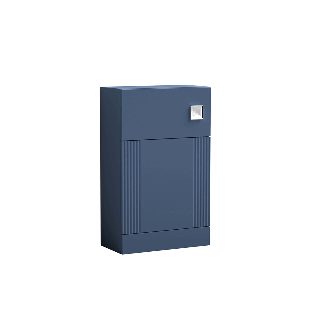 Blue bathroom cabinet with a single drawer and cabinet door, featuring modern design and sleek finish for stylish bathroom storage.