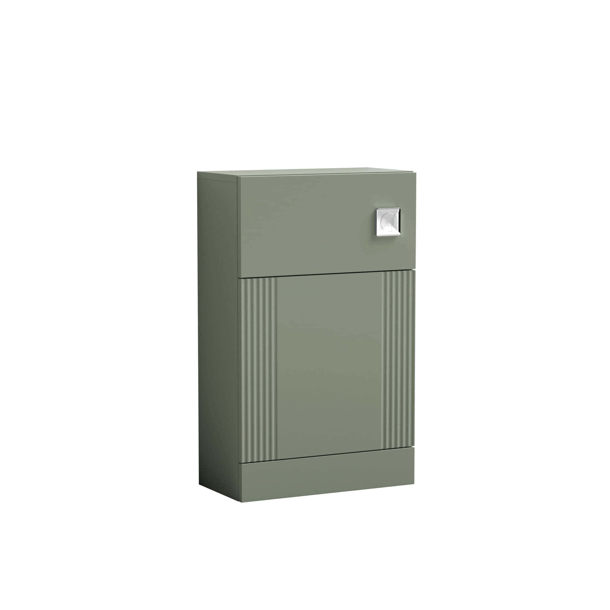 Sleek grey bathroom storage cabinet with a modern design, storage compartment, and a chrome handle, perfect for organised bathrooms.