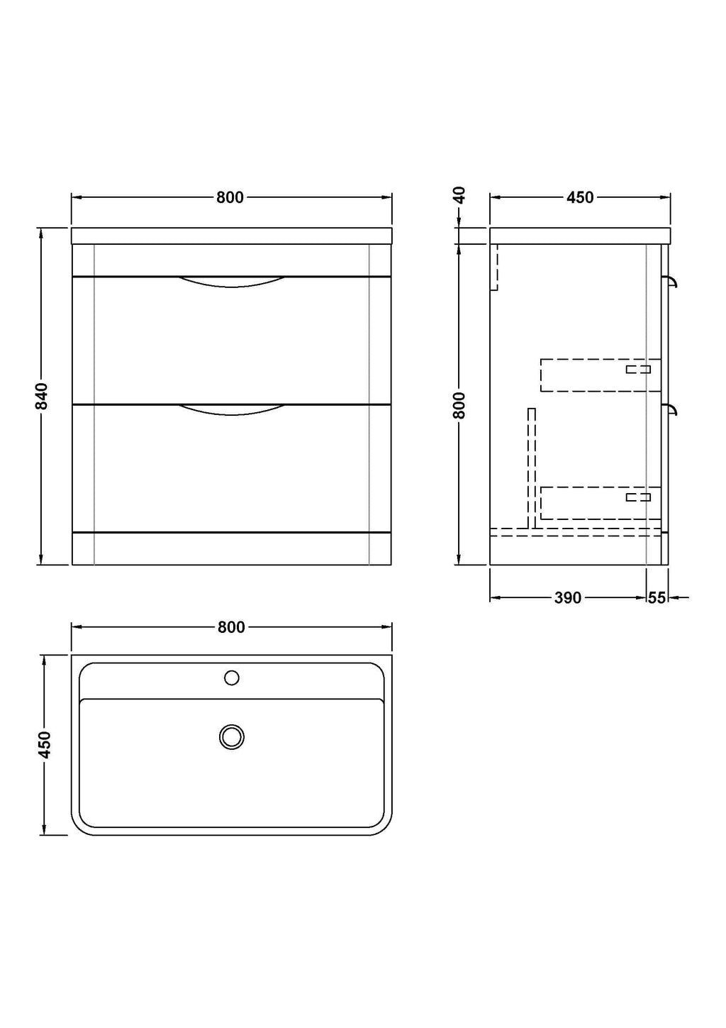 Slimline bathroom vanity unit with two drawers, modern design, and ample storage space. Ideal for contemporary bathrooms, crafted for durability and style. Perfect for small or large bathrooms.