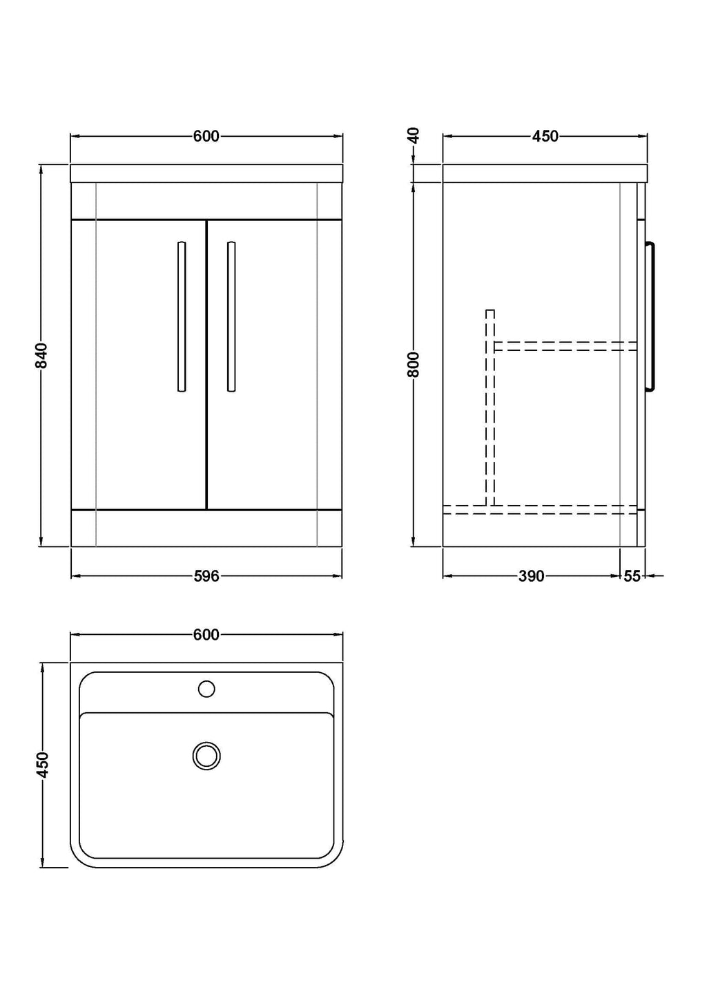 Sleek modern bathroom vanity with dual doors, stylish handles, and ample storage space, perfect for contemporary bathroom designs and optimised for space efficiency.
