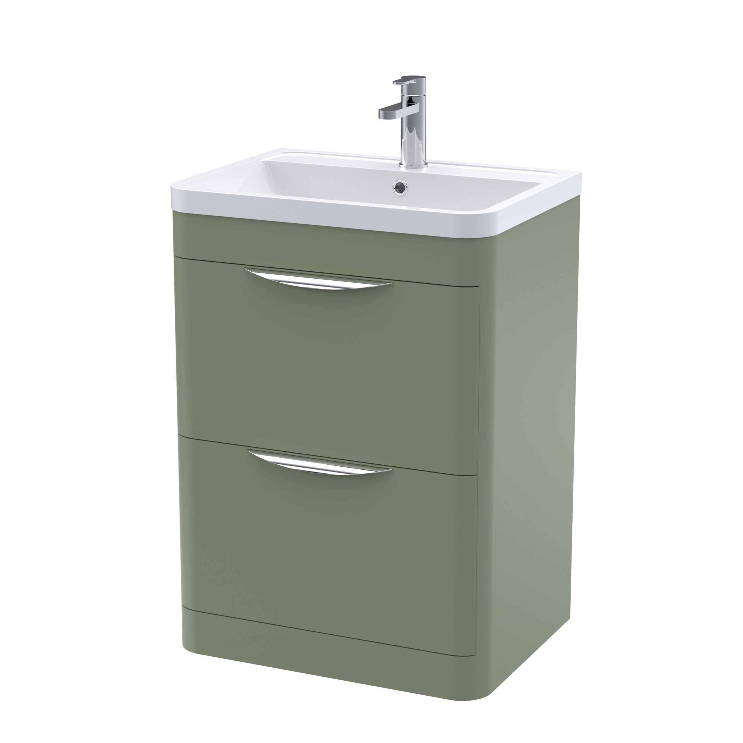 Polished bathroom vanity with built-in sink, modern chrome handle, and grey cabinetry, perfect for contemporary bathroom renovation or refurbishment projects.