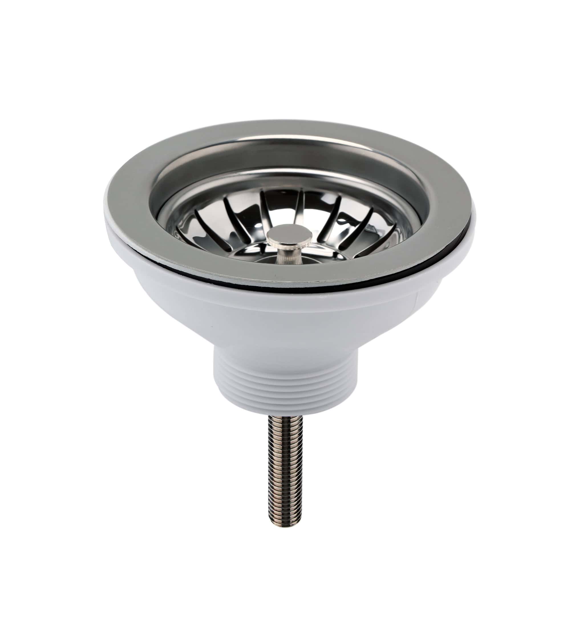 Stainless steel bathroom sink drain strainer for efficient water drainage and trapless plumbing solutions.