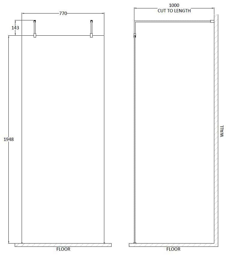 Modern shower enclosure technical drawing ideal for luxurious bathroom renovation projects.