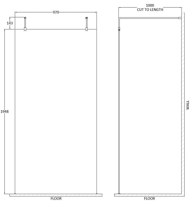 Folding shower screen installation plan, contemporary bathroom glass shower door, modern shower enclosure design for luxury bathrooms, detailed technical drawing with measurements, high-quality shower cubicle design for home bathrooms.