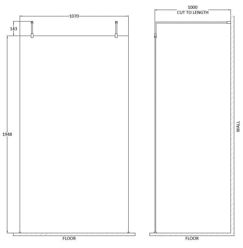 Versatile shower screen with sleek glass design, ideal for modern bathroom conversions and renovation projects. Suitable for both residential and commercial bathroom spaces.