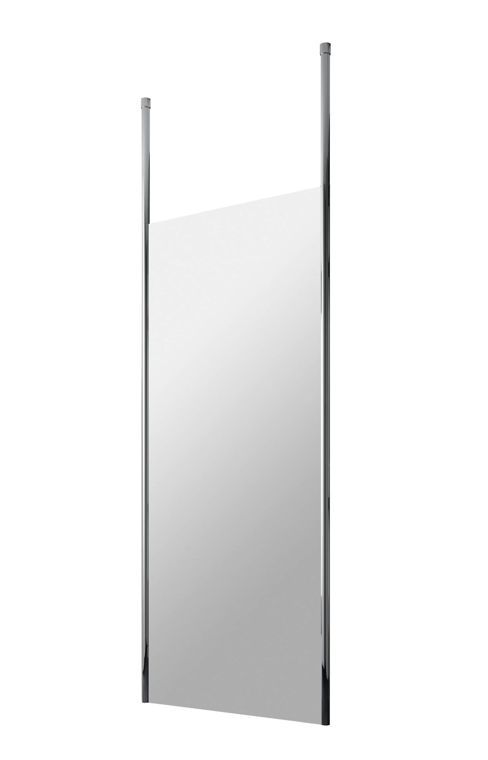Sleek glass shower screen with chrome frame for modern bathroom renovation.