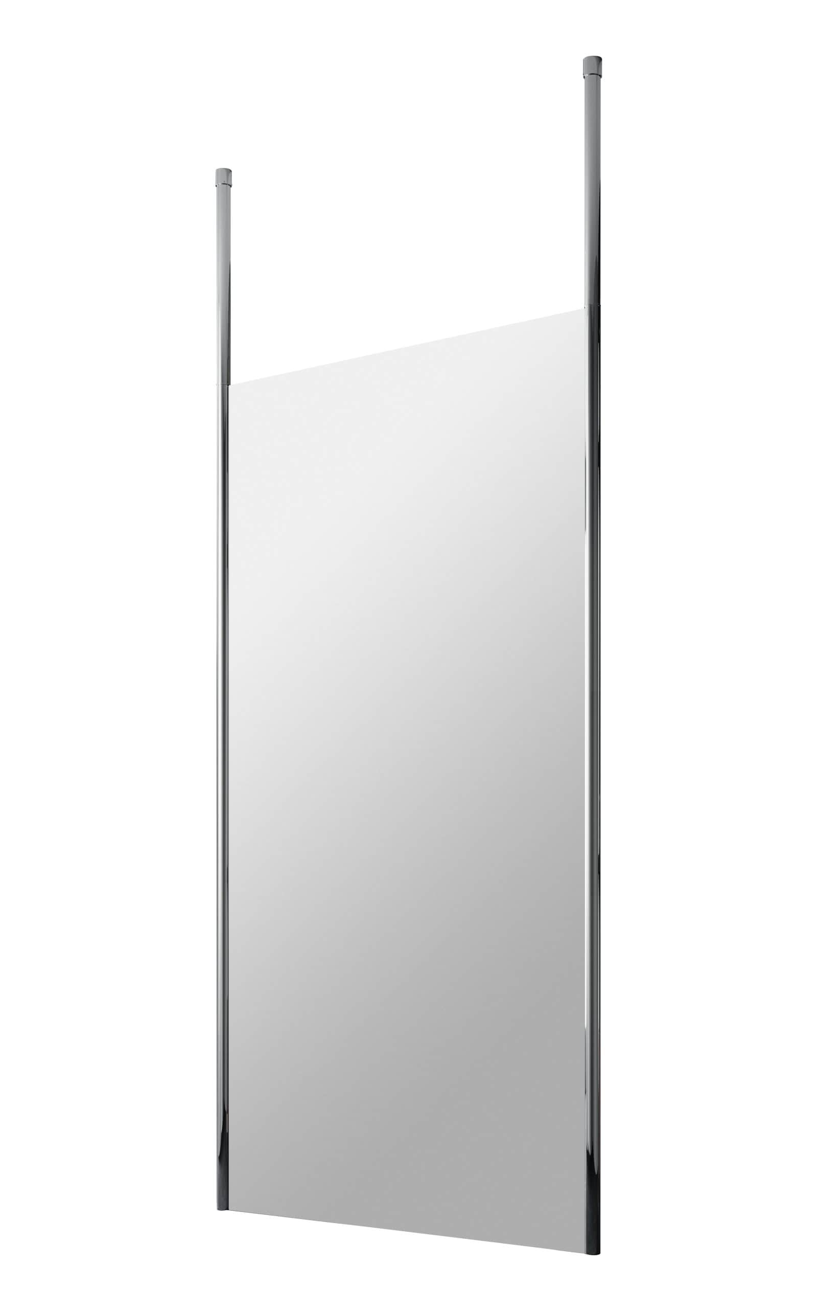Lightweight glass shower screen with chrome-side frames for modern bathroom design. Perfect for bathroom renovations and creating sleek, functional shower spaces.