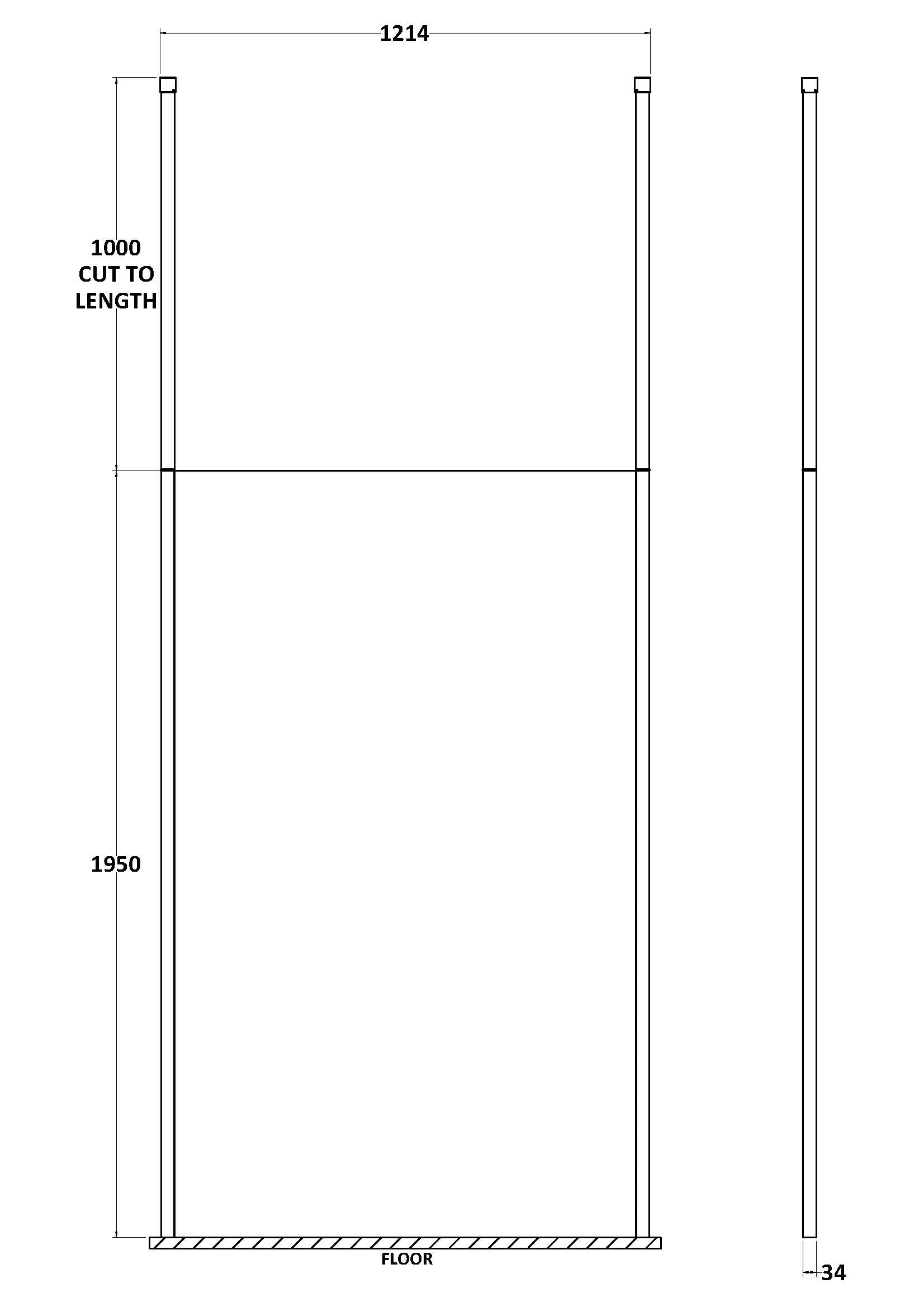 Aluminium bathroom partition with adjustable height for modern shower rooms and wet zones. Constructed for durability with a sleek, minimal design suitable for contemporary bathrooms.