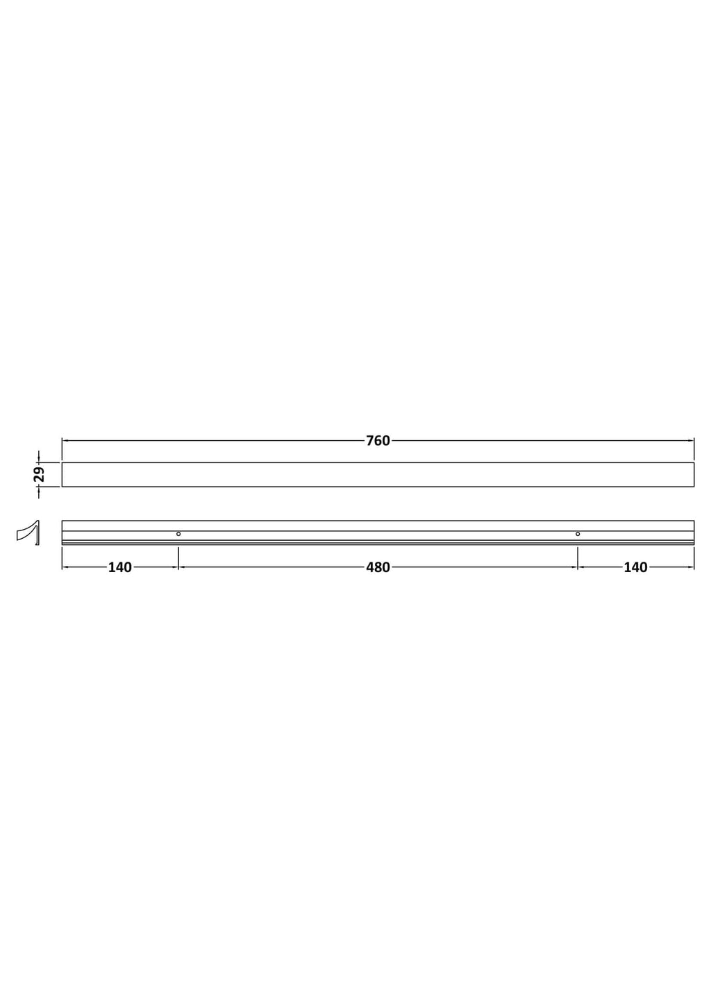 Adjustable bathroom shower rail with precise measurements for custom installation, made of high-quality materials for durability and style. Perfect for modern bathroom designs.
