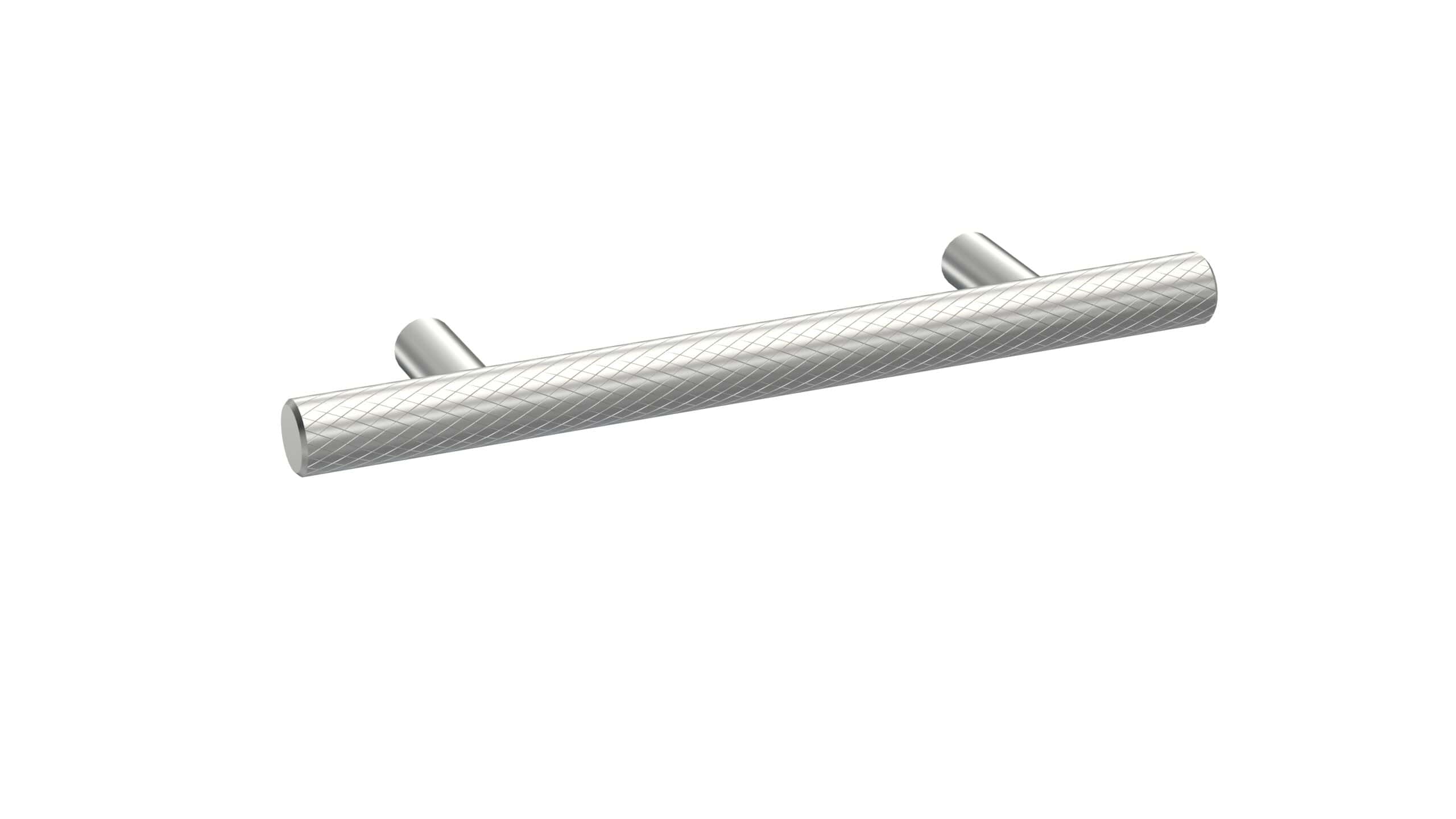 Polished silver bathroom towel rail with a textured diamond pattern, ideal for modern bathroom decor and towel hanging solutions.