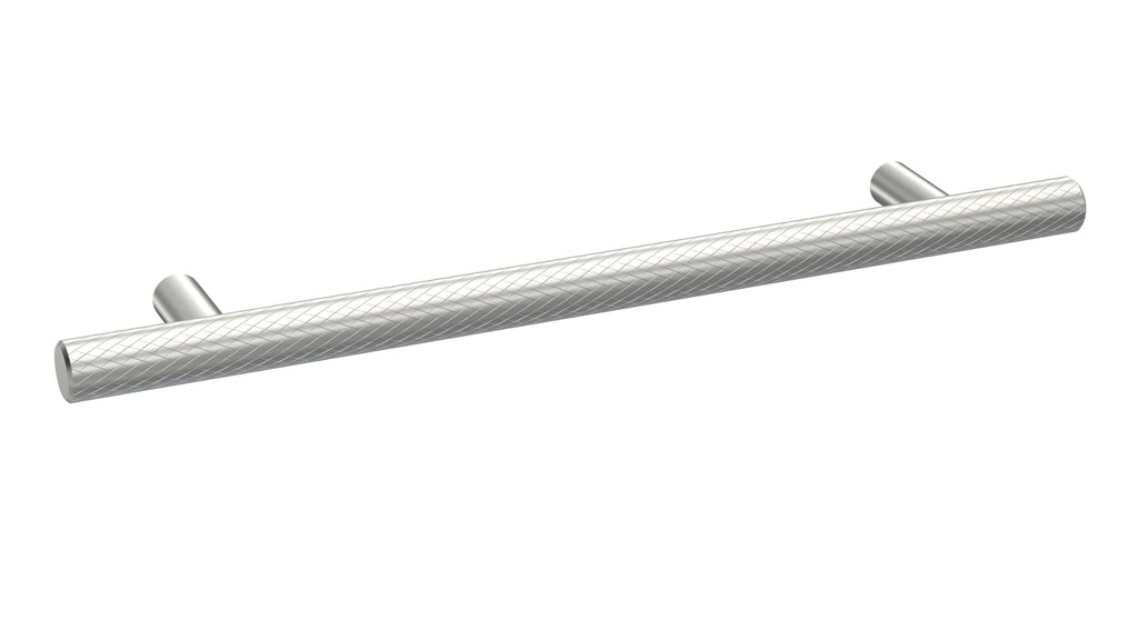 Polished chrome bathroom grab rail for secure support in showers and bathrooms.