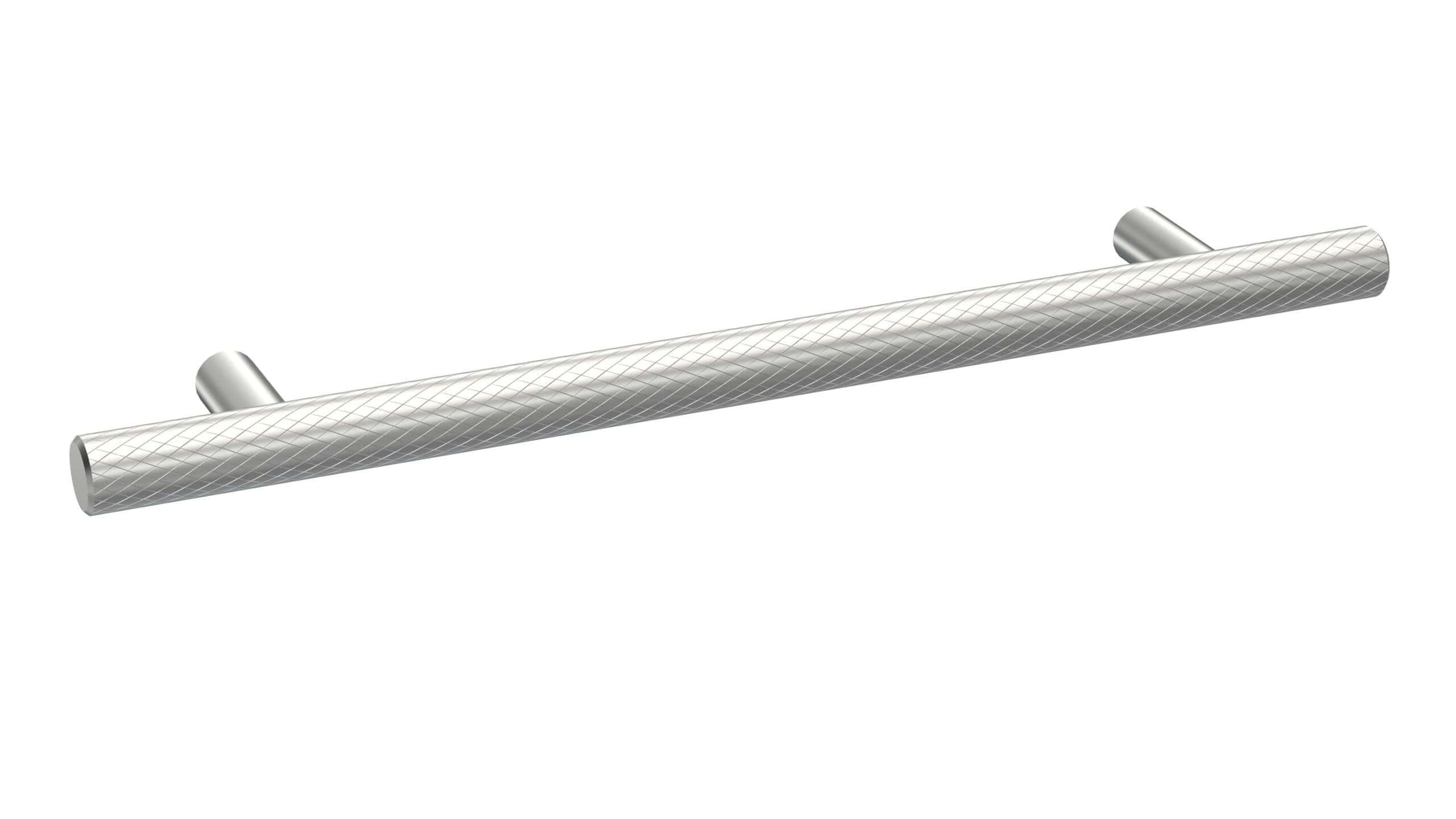 Polished chrome bathroom grab rail for secure support in showers and bathrooms.