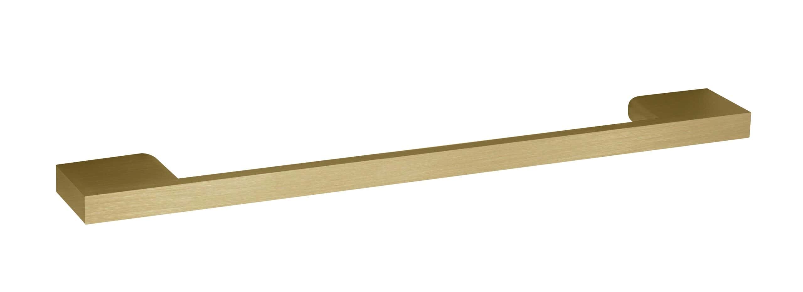 Brass bathroom towel rail or handle for modern or classic bathroom design, sturdy and stylish accessory from Bubly Bathrooms UK.