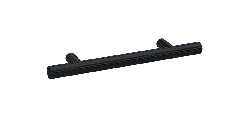 Modern black bathroom grab bar with textured finish, ideal for safety and support in bathrooms, featuring a sleek design for contemporary shower and bath spaces.