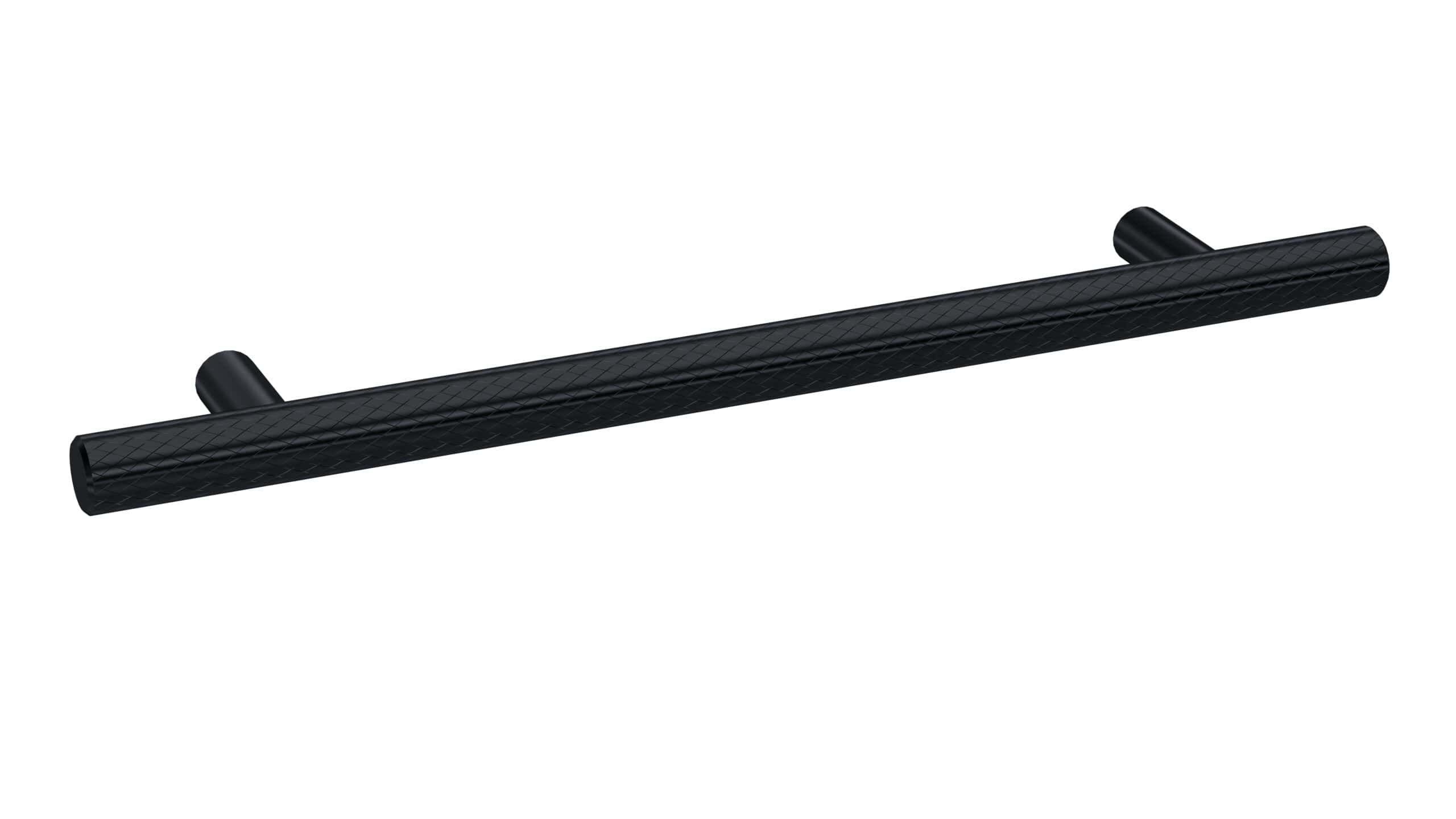 Sleek black H-shaped bathroom towel rail with textured finish for modern bathrooms.