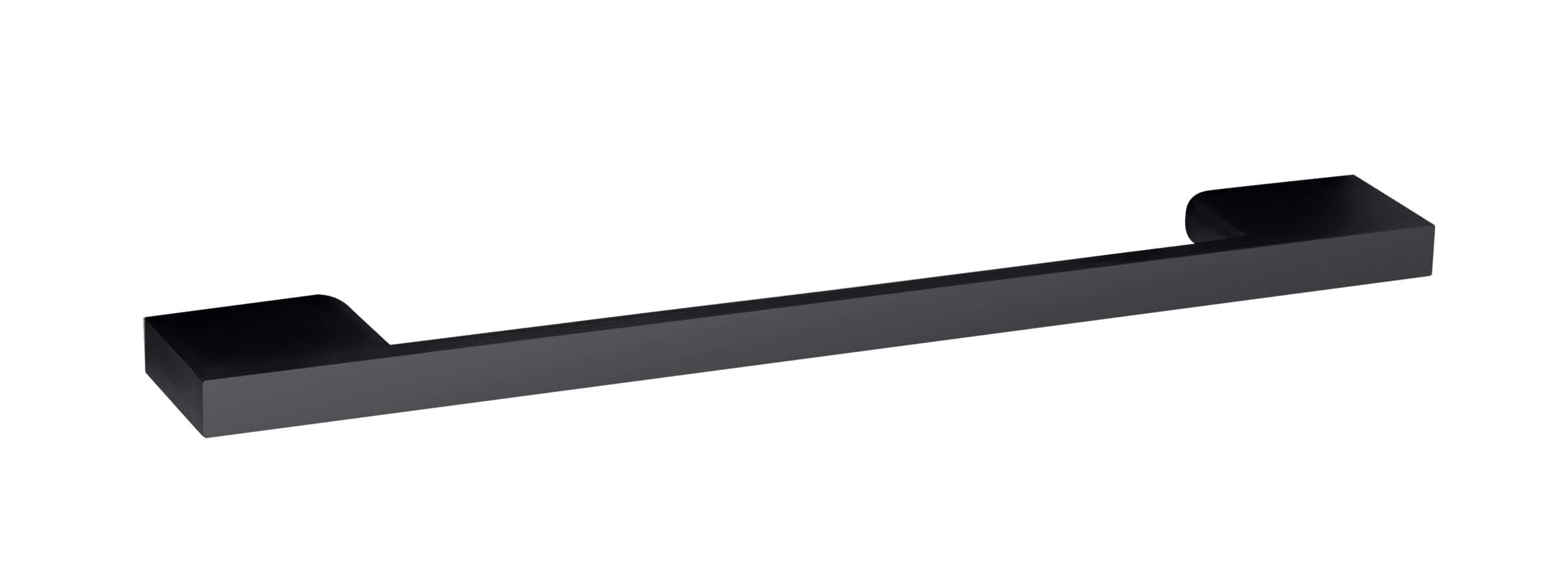 Sleek black bathroom cabinet handle for modern fixtures and fittings.