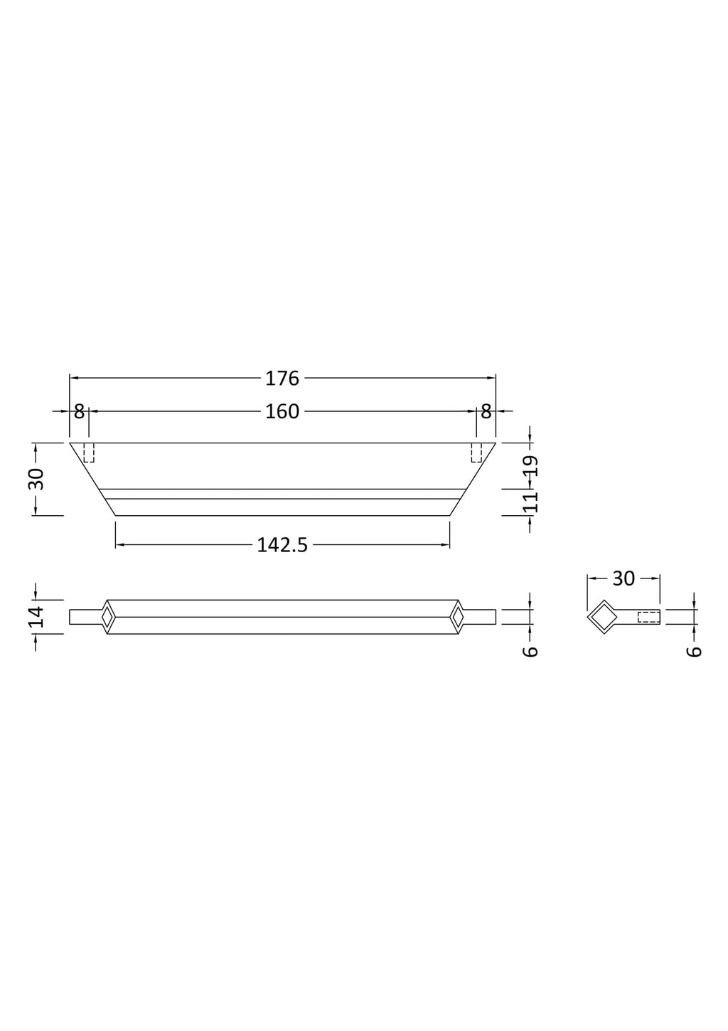 High-quality bathroom basin technical drawing with dimensions for Bubly Bathrooms UK. Precise measurements, detailed design, ideal for bathroom renovation and installation planning.