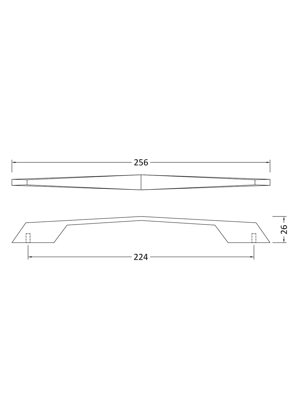 Elegant bathroom shelf diagram with precise measurements for Bubly Bathrooms. Ideal for modern bathroom storage solutions, showcasing sleek design and functional dimensions.