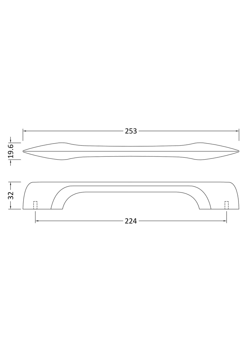 Elegant bathroom handle design with precise measurements, ideal for modern bathroom renovations and fixtures. Suitable for enhancing bathroom aesthetics and functionality.
