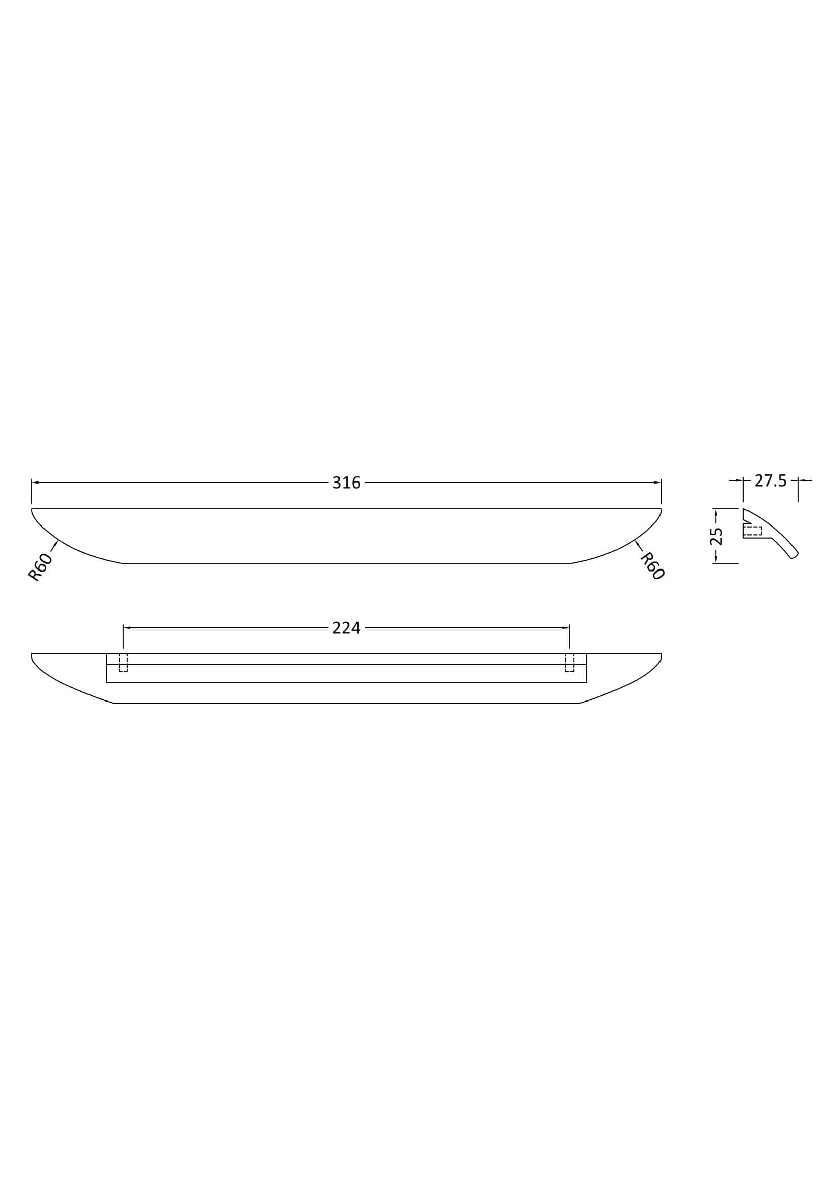 Sleek white bathroom countertop with integrated sink and precise measurements for modern bathroom design.