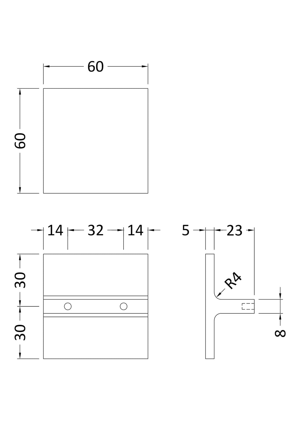 High-quality bathroom shower bracket with detailed technical dimensions for secure installation, suitable for modern bathroom renovations and fixtures.