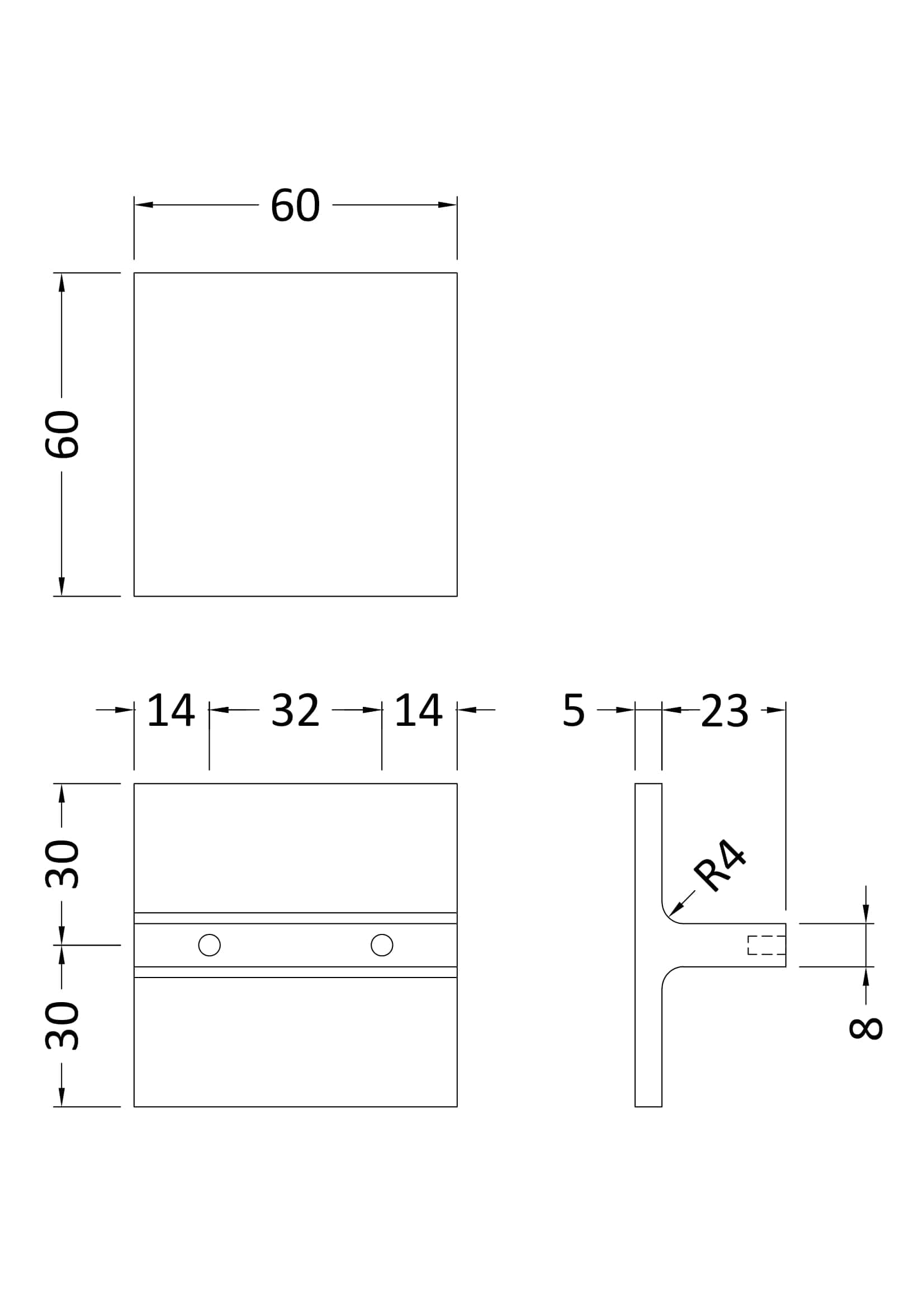High-quality bathroom shower bracket with detailed technical dimensions for secure installation, suitable for modern bathroom renovations and fixtures.