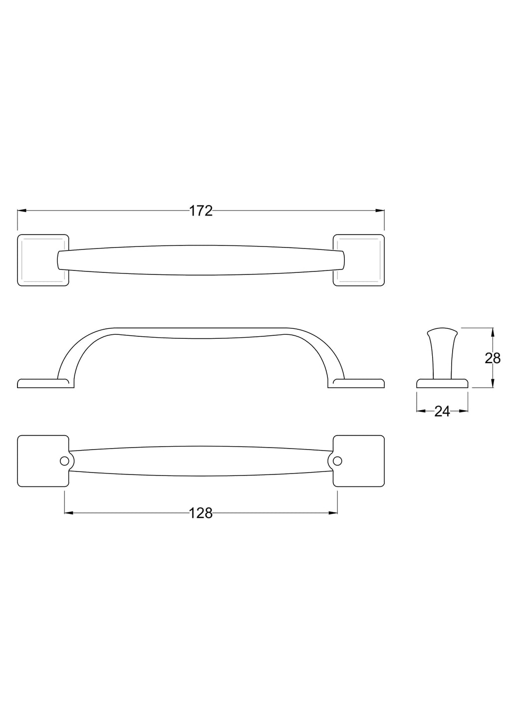 Elegant chrome bathroom door handle with precise measurements for modern Bubly Bathrooms decor.