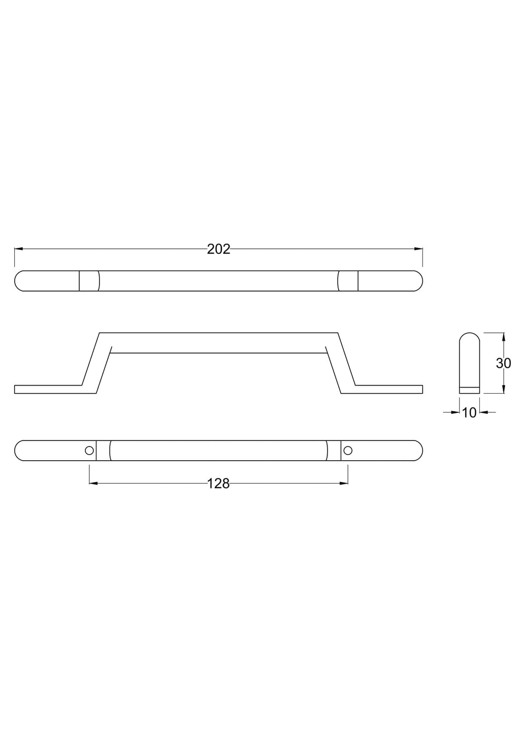 Elegant bathroom grab bar with stainless steel finish, 202mm long, non-slip textured surface, ideal for safety and support in Bubly Bathrooms designs.