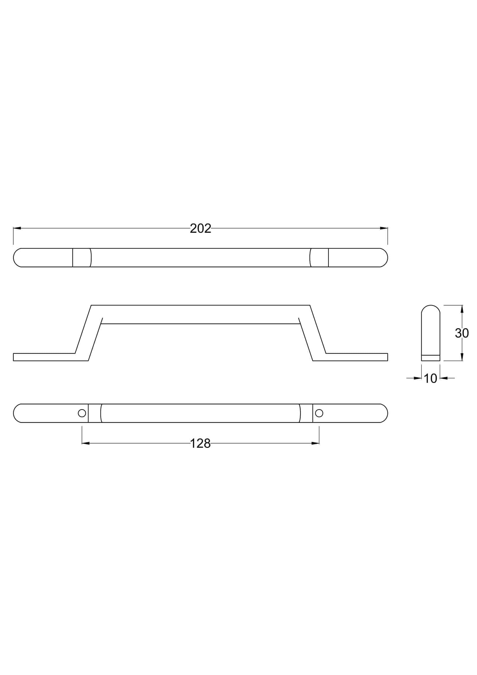 Elegant bathroom grab bar with stainless steel finish, 202mm long, non-slip textured surface, ideal for safety and support in Bubly Bathrooms designs.