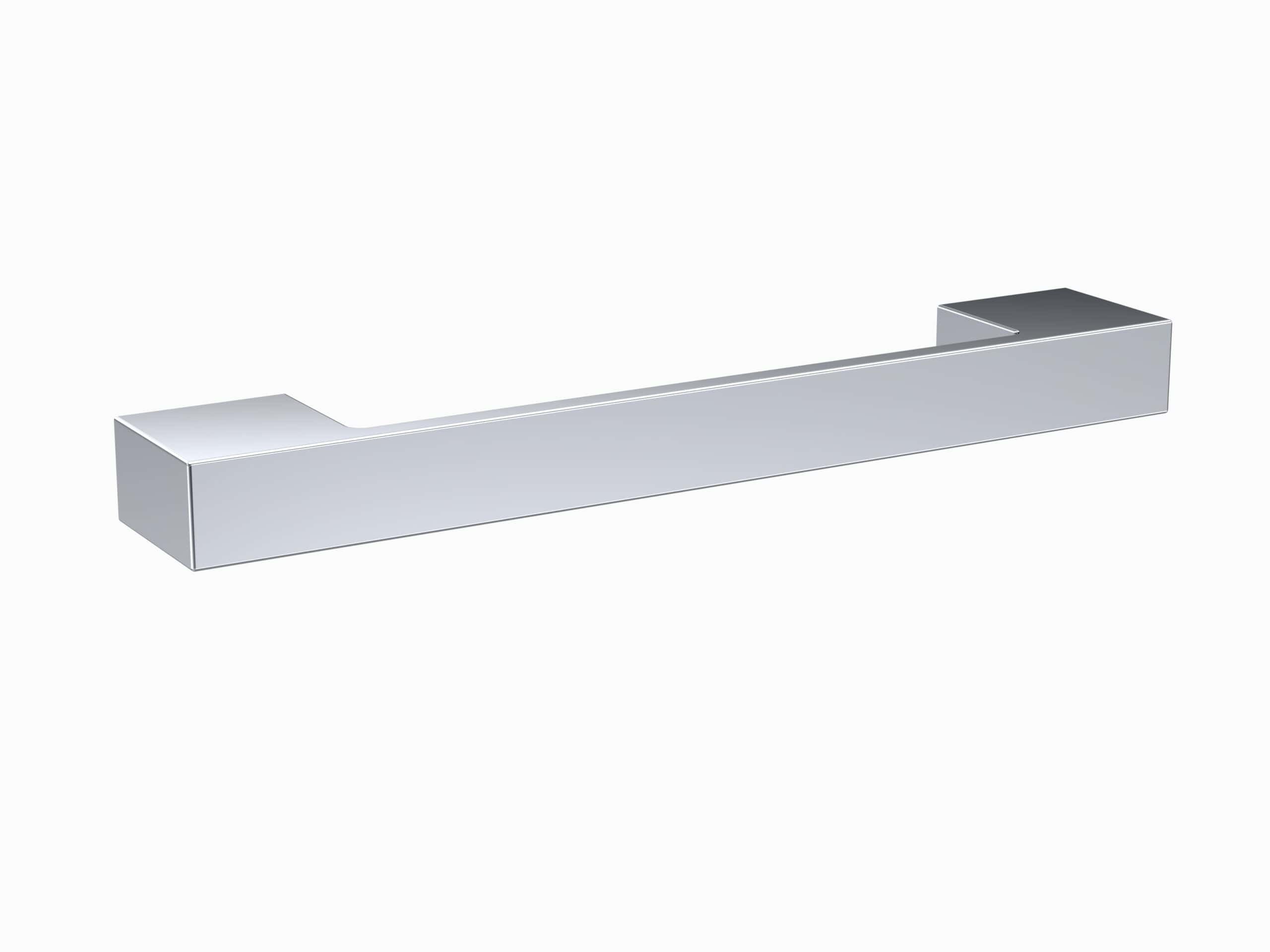 Minimalist chrome bathroom towel rail with sleek modern design for luxury bathrooms.